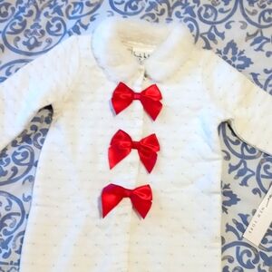 Nicole Miller Ivory Cotton Blend Quilted Footie Set 3/6 M